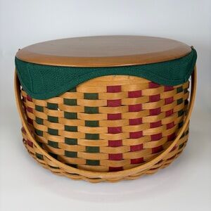 Longaberger 2003 Holiday Hostess Joyful Chorus Picnic Basket with Liners and Lid